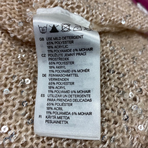 H&M Blush Cropped Open Front Sweater with Sequins - Picture 4 of 8